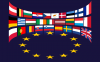 28 drapeaux des États membres de l'Union européenne et le drapeau européen